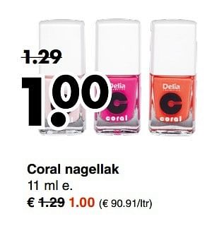 Aanbiedingen Coral nagellak - Delia Cosmetics - Geldig van 24/04/2017 tot 13/05/2017 bij Wibra