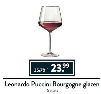 Aanbiedingen Leonardo puccini bourgogne glazen - Leonardo Puccini - Geldig van 27/03/2017 tot 17/04/2017 bij Cook & Co