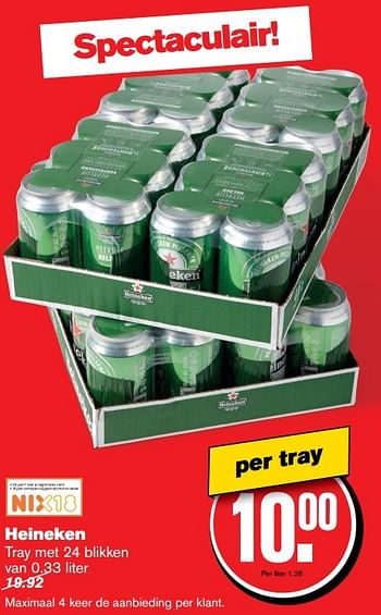 Aanbiedingen Heineken tray met 24 blikken - Heineken - Geldig van 29/03/2017 tot 04/04/2017 bij Hoogvliet