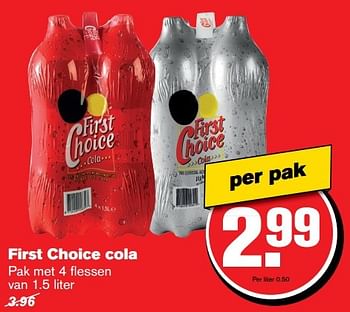 Aanbiedingen First choice cola - First choice - Geldig van 29/03/2017 tot 04/04/2017 bij Hoogvliet