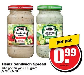 Aanbiedingen Heinz sandwich spread - Heinz - Geldig van 29/03/2017 tot 04/04/2017 bij Hoogvliet