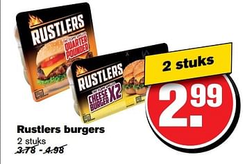 Aanbiedingen Rustlers burgers - Rustlers - Geldig van 29/03/2017 tot 04/04/2017 bij Hoogvliet