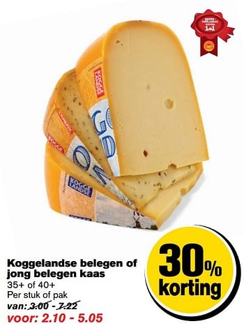 Aanbiedingen Koggelandse belegen of jong belegen kaas - Huismerk - Hoogvliet - Geldig van 29/03/2017 tot 04/04/2017 bij Hoogvliet