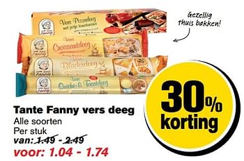 Aanbiedingen Tante fanny vers deeg - Fanny - Geldig van 29/03/2017 tot 04/04/2017 bij Hoogvliet