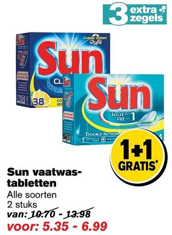 Aanbiedingen Sun vaatwastabletten - Sun - Geldig van 29/03/2017 tot 04/04/2017 bij Hoogvliet