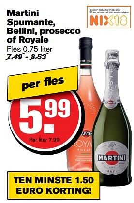 Aanbiedingen Martini spumante, bellini, prosecco of royale - Martini - Geldig van 29/03/2017 tot 04/04/2017 bij Hoogvliet