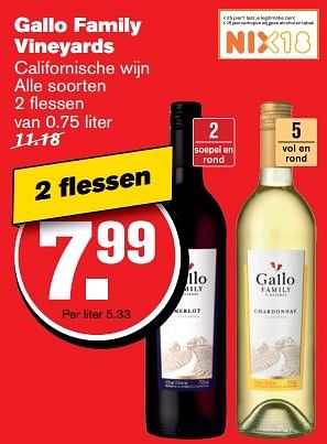 Aanbiedingen Gallo family vineyards californische wijn - Witte wijnen - Geldig van 29/03/2017 tot 04/04/2017 bij Hoogvliet