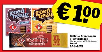 Aanbiedingen Bolletje graanrepen of ontbijtkoek - Bolletje - Geldig van 02/04/2017 tot 08/04/2017 bij Plus