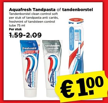 Aanbiedingen Aquafresh tandpasta of tandenborstel - Aquafresh - Geldig van 02/04/2017 tot 08/04/2017 bij Plus