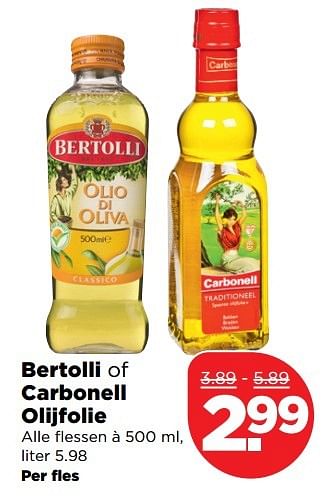 Aanbiedingen Bertolli of carbonell olijfolie - Bertolli - Geldig van 02/04/2017 tot 08/04/2017 bij Plus