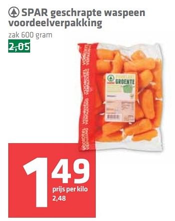 Aanbiedingen Spar geschrapte waspeen voordeelverpakking - Spar - Geldig van 30/03/2017 tot 05/04/2017 bij Spar