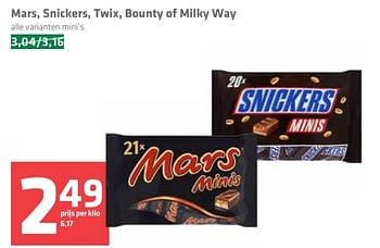 Aanbiedingen Mars, snickers, twix, bounty of milky way - Mars Snacks - Geldig van 30/03/2017 tot 05/04/2017 bij Spar