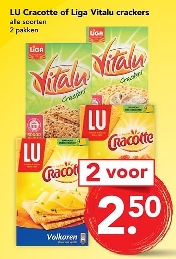 Aanbiedingen Lu cracotte of liga vitalu crackers - Liga - Geldig van 02/04/2017 tot 08/04/2017 bij Deen Supermarkten