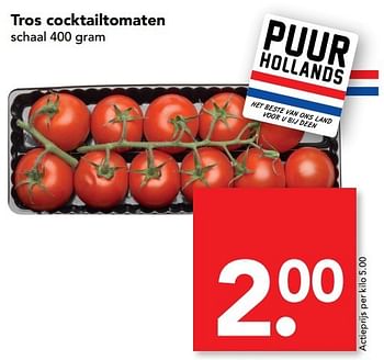 Aanbiedingen Tros cocktailtomaten - Huismerk deen supermarkt - Geldig van 02/04/2017 tot 08/04/2017 bij Deen Supermarkten