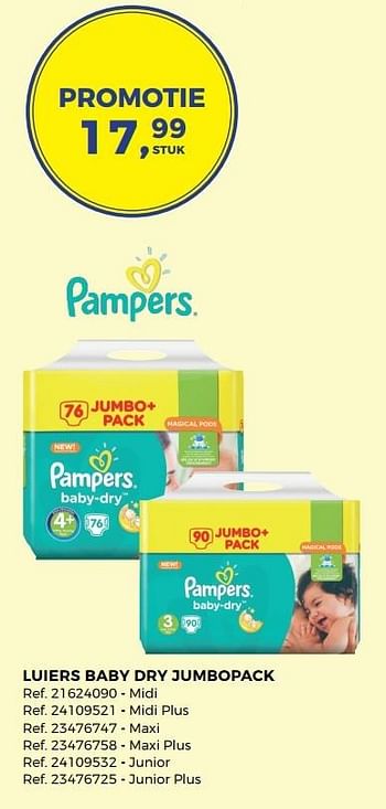 Aanbiedingen Luiers baby dry jumbopack - Pampers - Geldig van 04/04/2017 tot 02/05/2017 bij Supra Bazar