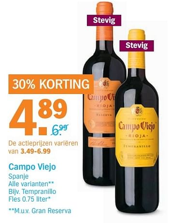 Aanbiedingen Campo viejo spanje - Rode wijnen - Geldig van 03/04/2017 tot 09/04/2017 bij Albert Heijn