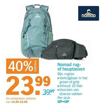Aanbiedingen Nomad rug- of heuptassen - Nomad - Geldig van 03/04/2017 tot 09/04/2017 bij Albert Heijn
