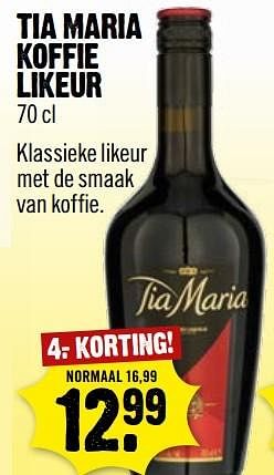 Aanbiedingen Tia maria koffie likeur - Tia Maria  - Geldig van 02/04/2017 tot 08/04/2017 bij Dirk III