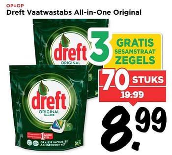 Aanbiedingen Dreft vaatwastabs all-in-one original - Dreft - Geldig van 02/04/2017 tot 08/04/2017 bij Vomar