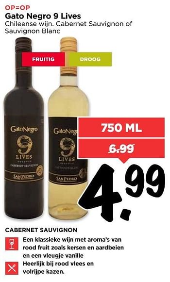 Aanbiedingen Gato negro 9 lives - Rode wijnen - Geldig van 02/04/2017 tot 08/04/2017 bij Vomar