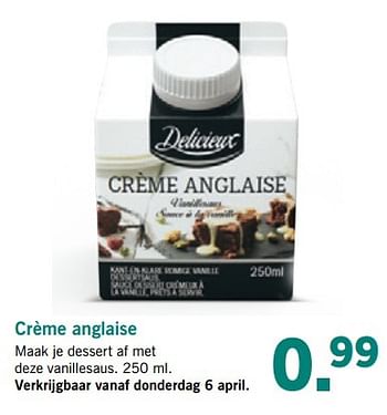 Aanbiedingen Crème anglaise - Delicieux - Geldig van 03/04/2017 tot 08/04/2017 bij Lidl