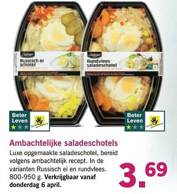 Aanbiedingen Ambachtelijke saladeschotels - Delicieux - Geldig van 03/04/2017 tot 08/04/2017 bij Lidl