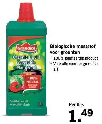 Aanbiedingen Biologische meststof voor groenten - Grandiol - Geldig van 03/04/2017 tot 08/04/2017 bij Lidl