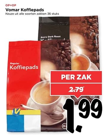Aanbiedingen Vomar koffiepads - Huismerk Vomar - Geldig van 02/04/2017 tot 08/04/2017 bij Vomar