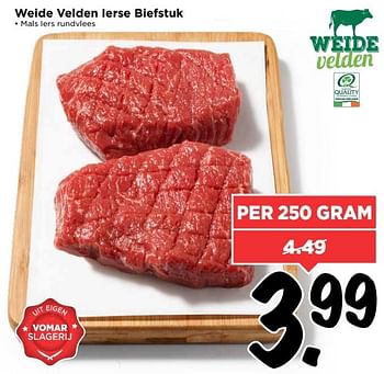 Aanbiedingen Weide velden ierse biefstuk - Weide Velden - Geldig van 02/04/2017 tot 08/04/2017 bij Vomar
