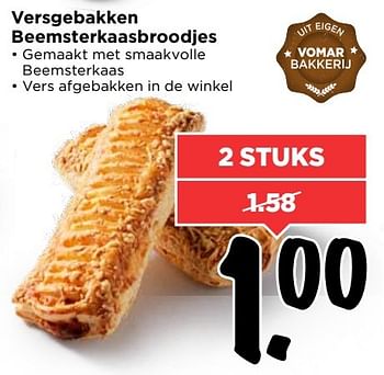 Aanbiedingen Versgebakken beemsterkaasbroodjes - Huismerk Vomar - Geldig van 02/04/2017 tot 08/04/2017 bij Vomar