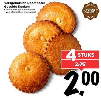 Aanbiedingen Versgebakken roomboter gevulde koeken - Huismerk Vomar - Geldig van 02/04/2017 tot 08/04/2017 bij Vomar