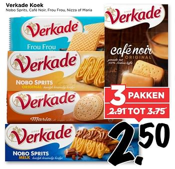 Aanbiedingen Verkade koek nobo sprits - Verkade - Geldig van 02/04/2017 tot 08/04/2017 bij Vomar