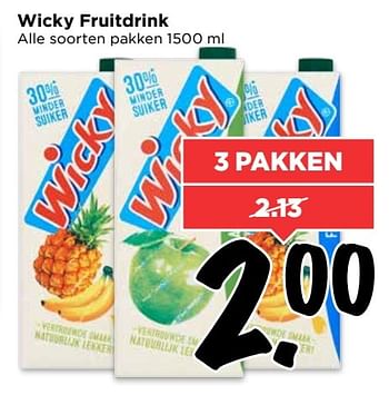 Aanbiedingen Wicky fruitdrink - Wicky - Geldig van 02/04/2017 tot 08/04/2017 bij Vomar