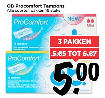 Aanbiedingen Ob procomfort tampons - OB - Geldig van 02/04/2017 tot 08/04/2017 bij Vomar