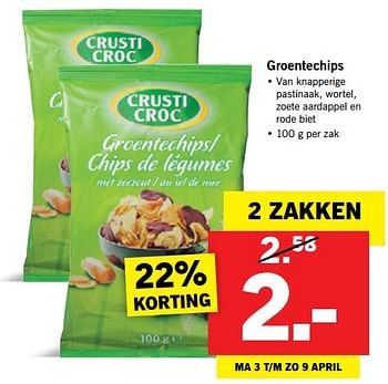 Aanbiedingen Groentechips - Crusti Croc - Geldig van 03/04/2017 tot 08/04/2017 bij Lidl