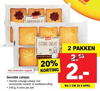 Aanbiedingen Gevulde cakejes - Sondey - Geldig van 03/04/2017 tot 08/04/2017 bij Lidl