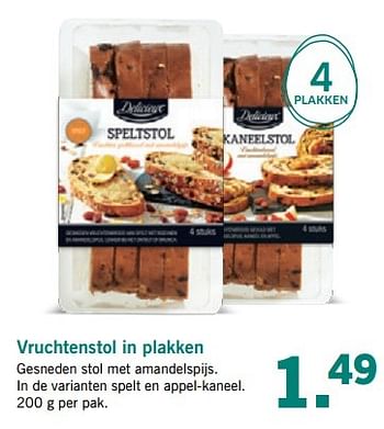 Aanbiedingen Vruchtenstol in plakken - Delicieux - Geldig van 03/04/2017 tot 08/04/2017 bij Lidl