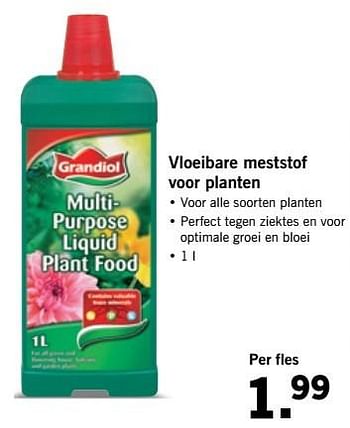 Aanbiedingen Vloeibare meststof voor planten - Grandiol - Geldig van 03/04/2017 tot 08/04/2017 bij Lidl