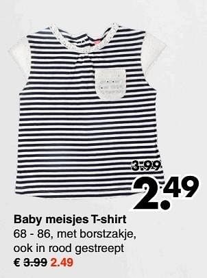 Aanbiedingen Baby meisjes t-shirt - Huismerk - Wibra - Geldig van 10/04/2017 tot 22/04/2017 bij Wibra