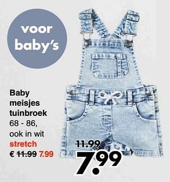 Aanbiedingen Baby meisjes tuinbroek - Huismerk - Wibra - Geldig van 10/04/2017 tot 22/04/2017 bij Wibra