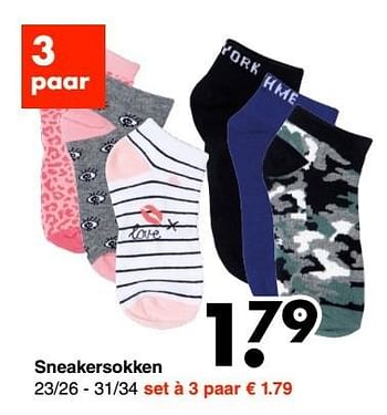 Aanbiedingen Sneakersokken - Huismerk - Wibra - Geldig van 10/04/2017 tot 22/04/2017 bij Wibra