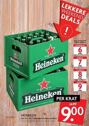 Aanbiedingen Heineken - Heineken - Geldig van 06/04/2017 tot 09/04/2017 bij Deka Markt