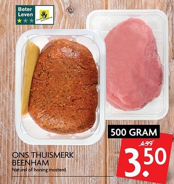 Aanbiedingen Ons thuismerk beenham - Huismerk - Deka Markt - Geldig van 06/04/2017 tot 09/04/2017 bij Deka Markt