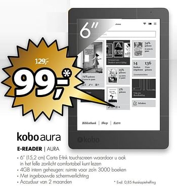 Aanbiedingen Kobo e-reader aura - Kobo - Geldig van 03/04/2017 tot 09/04/2017 bij Expert