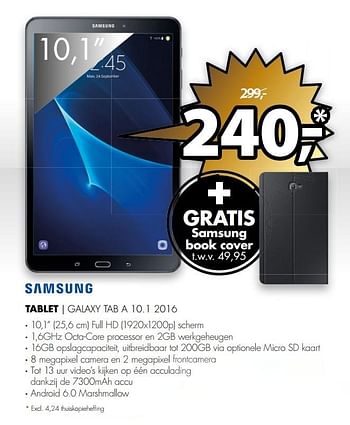 Aanbiedingen Samsung tablet galaxy tab a 10.1 2016 - Samsung - Geldig van 03/04/2017 tot 09/04/2017 bij Expert