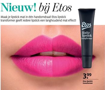 Aanbiedingen Etos lipstick transformer - Huismerk - Etos - Geldig van 03/04/2017 tot 09/04/2017 bij Etos
