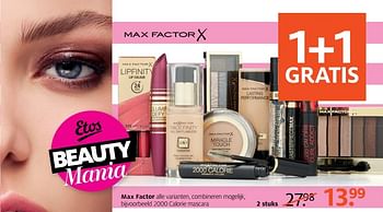 Aanbiedingen 2000 calorie mascara - Max Factor - Geldig van 03/04/2017 tot 09/04/2017 bij Etos