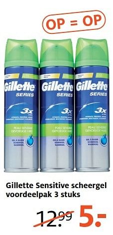 Aanbiedingen Gillette sensitive scheergel voordeelpak - Gillette - Geldig van 03/04/2017 tot 09/04/2017 bij Etos