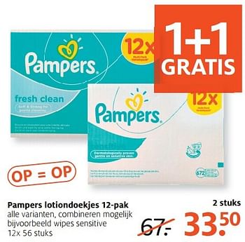 Aanbiedingen Pampers wipes sensitive - Pampers - Geldig van 03/04/2017 tot 09/04/2017 bij Etos