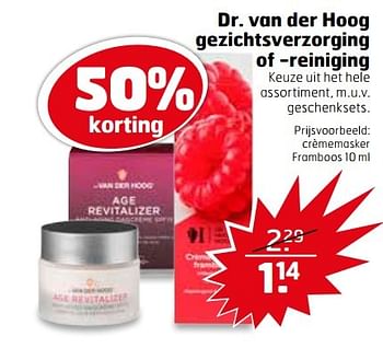 Aanbiedingen Crèmemasker framboos - Dr. Van Der Hoog - Geldig van 04/04/2017 tot 09/04/2017 bij Trekpleister